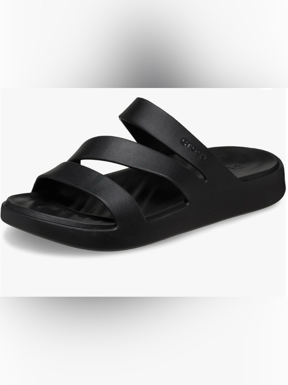 CROCS Women's Black Triple-Strap Slide Sandals
